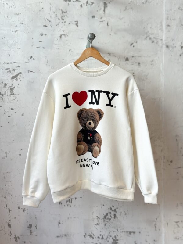Buzo Básico Cuello Redondo NY Bear Crudo