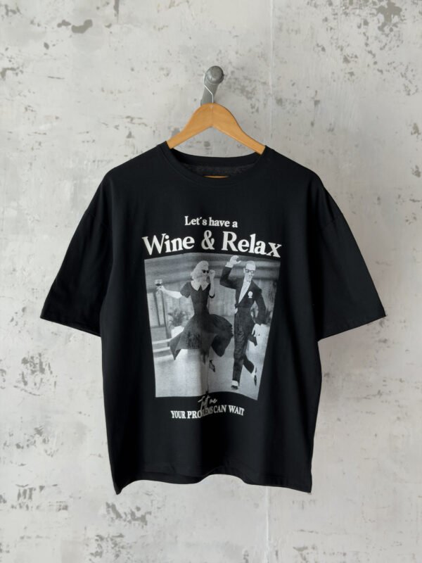 Remera Basica Over Wine & Relax Ne