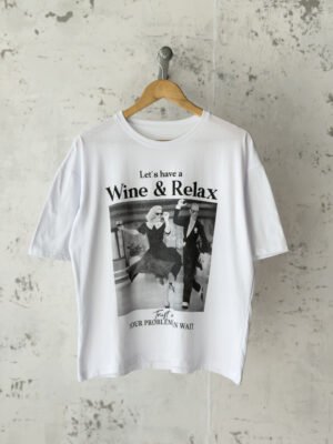 Remera Basica Over Wine & Relax Bl