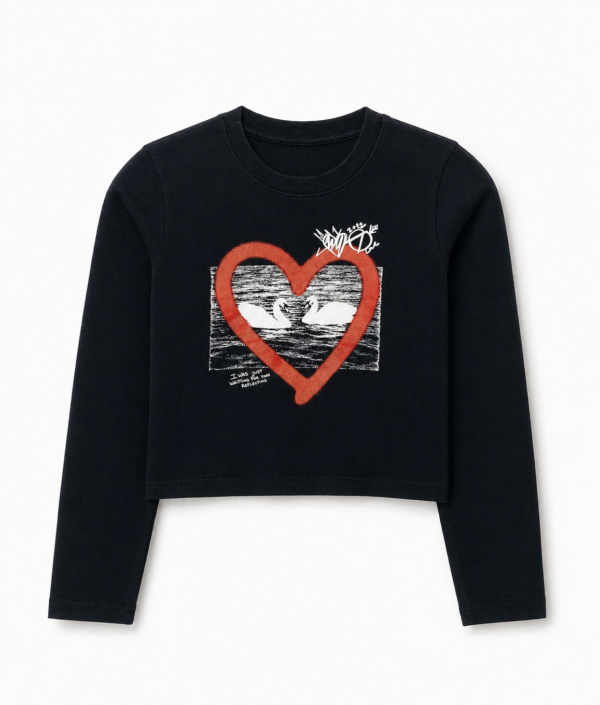 Top July Manga Larga Swan Ne