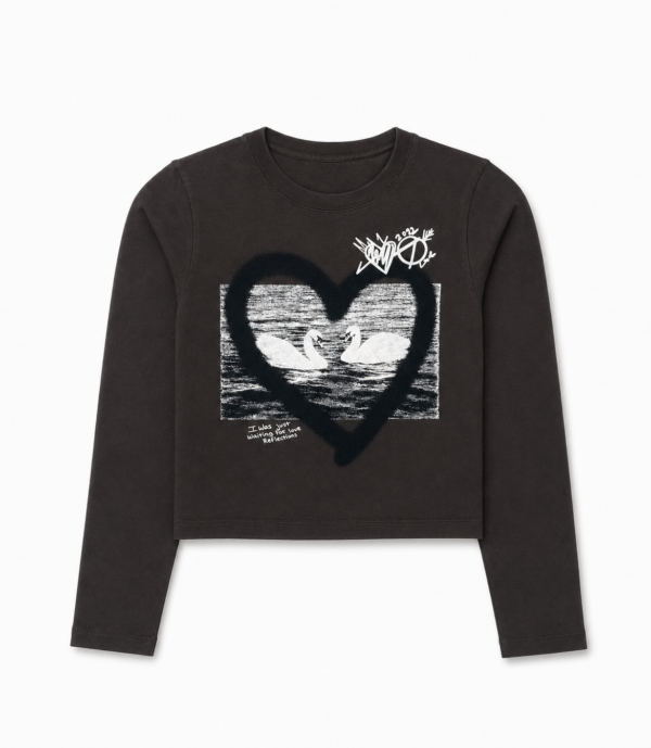 Top July Manga Larga Swan Choco