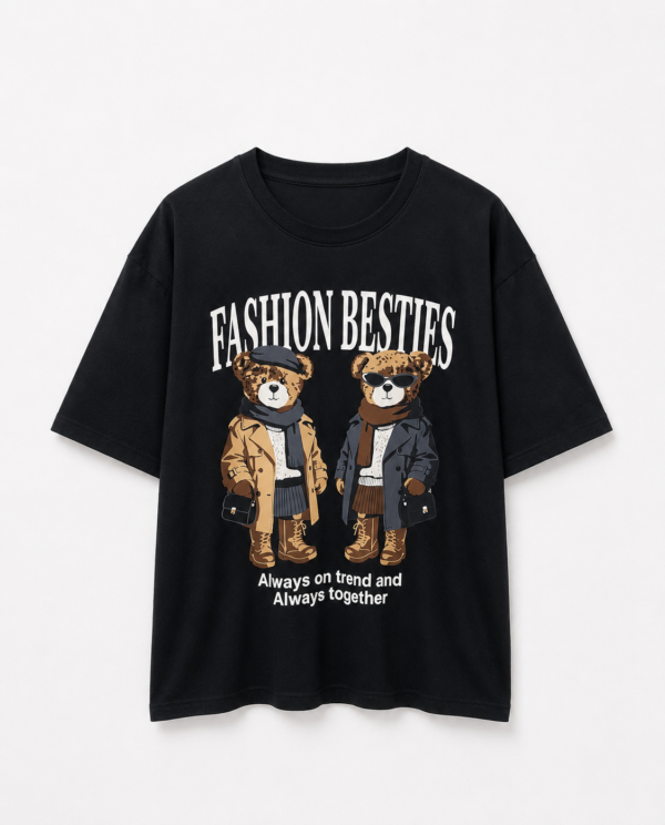 Remera Basica Over Besties Ne