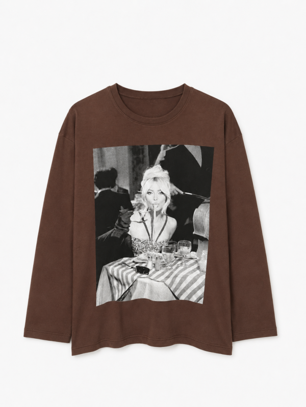 Remera Basica Over Manga Larga Kim Choco
