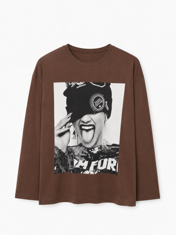 Remera Basica Over Manga Larga Cool Choco