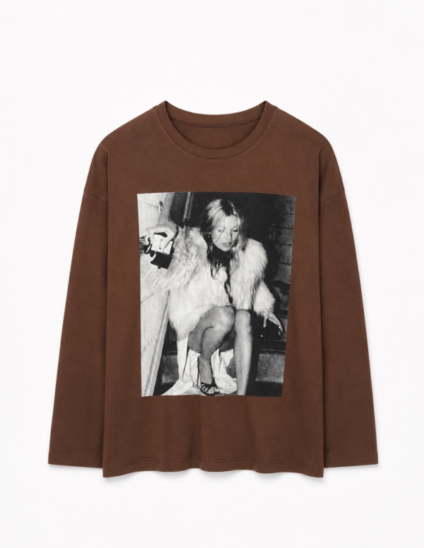 Remera Basica Over Manga Larga Moss Choco